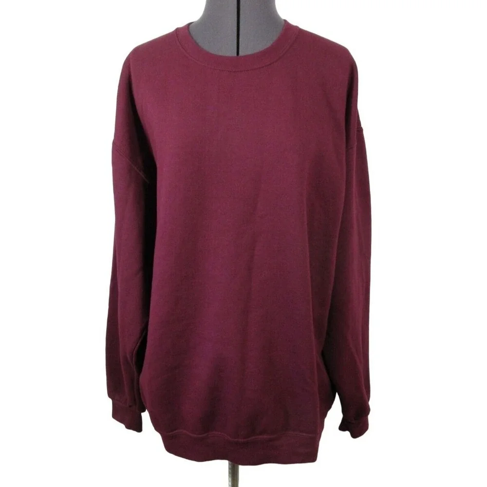 Fruit of the Loom Fleece‎ Sweatshirt Men's XL Burgundy Crew Neck Pullover